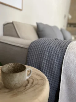 Eenpersoonsdeken Wafel/Teddy Oslo Steel Grey/Pebble