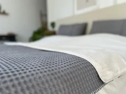 Eenpersoonsdeken Wafel/Teddy Oslo Steel Grey/Pebble