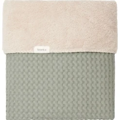 Eenpersoonsdeken Wafel/Teddy Oslo Shadow Green/Soft Sand