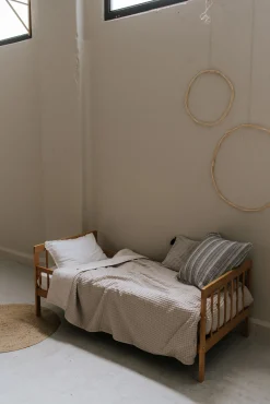 Eenpersoonsdeken Wafel/Teddy Oslo Sand/Pebble